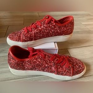 Katy Perry Multi-Red Bling Glitter Sneakers Size 10